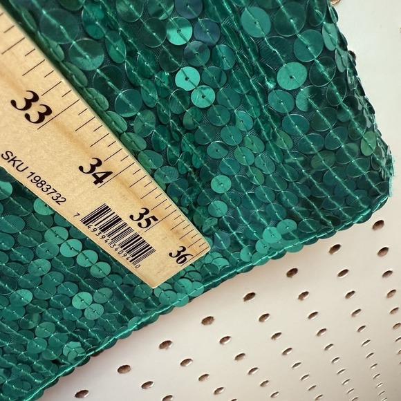 VTG Daval Designs Green Hand Beaded Sequin Dress SZ Large Knee Length - Picture 7 of 8